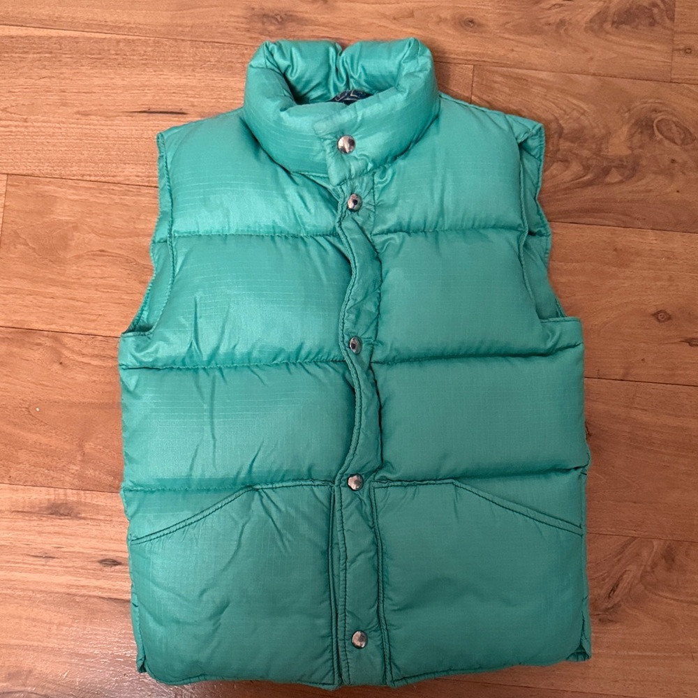 Kids Green Puffer Vest - Vintage